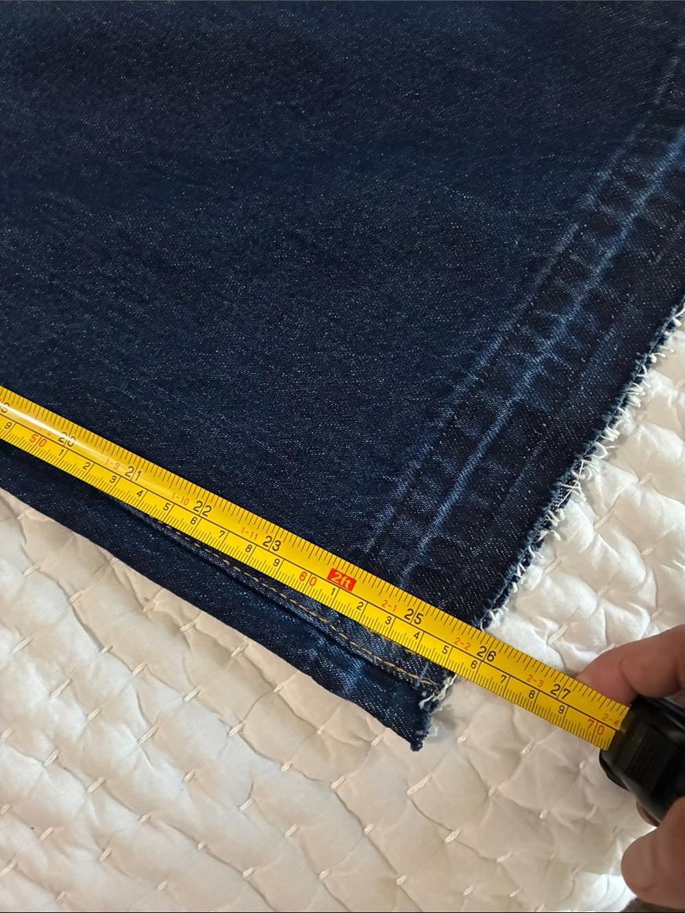 Wide Leg Dark Blue Jeans - High-Rise Denim Raw hem Size 16 NWT - Picture 3 of 7
